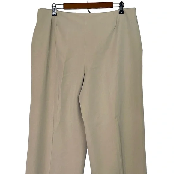 Soft Surroundings Straight Wide Leg Trousers Size 18 Beige Stretch Professional - Picture 4 of 9